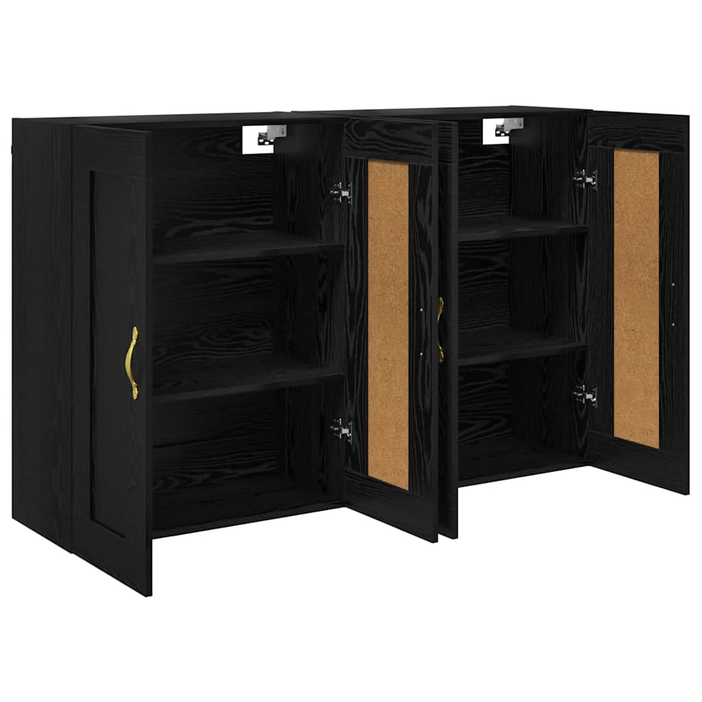 Wandmontierter Schrank 2 stk. Schwarz Eichen-Optik
