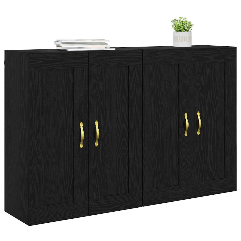 Wandmontierter Schrank 2 stk. Schwarz Eichen-Optik