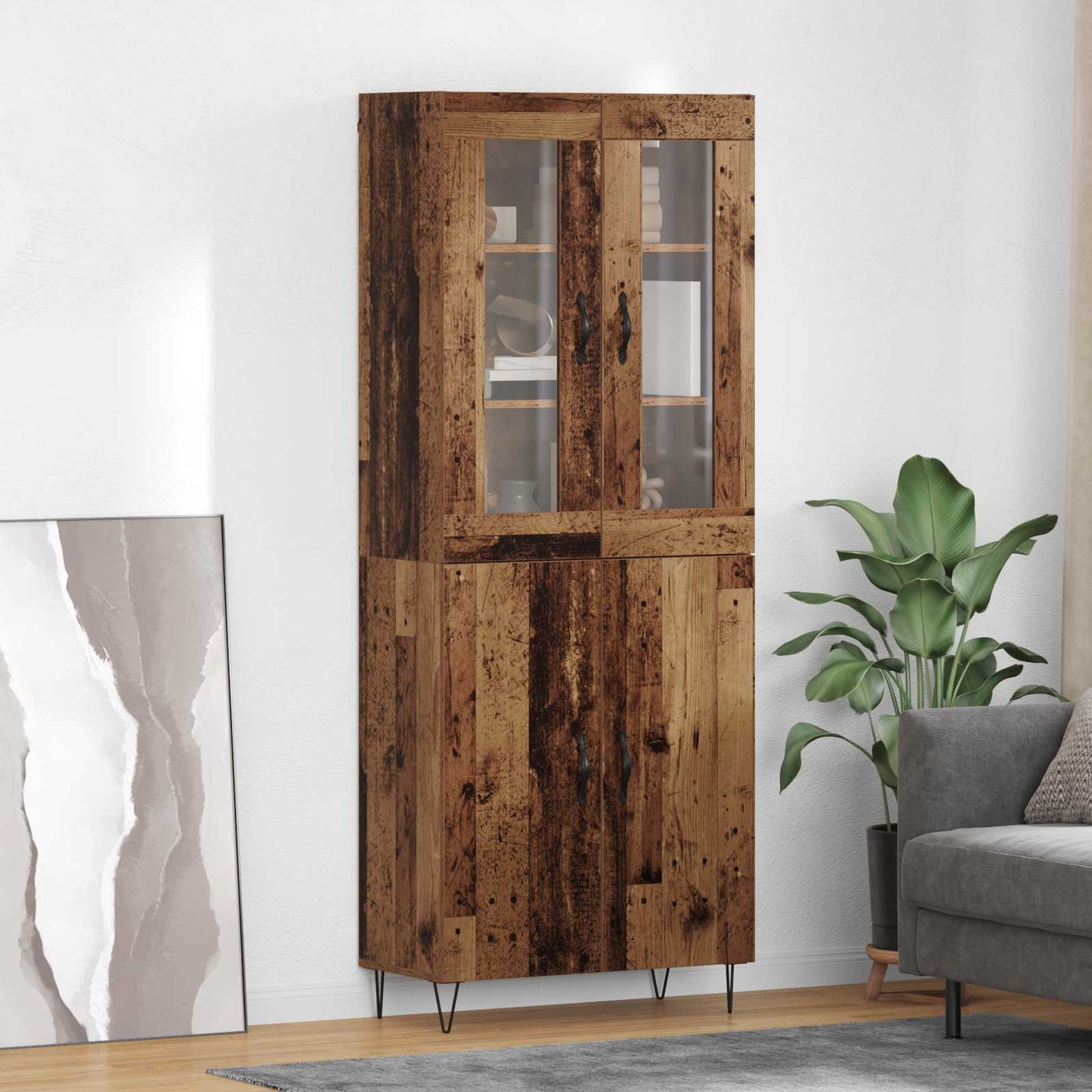 Highboard Altholz 69,5 x 34 x 180 cm Holzwerkstoff