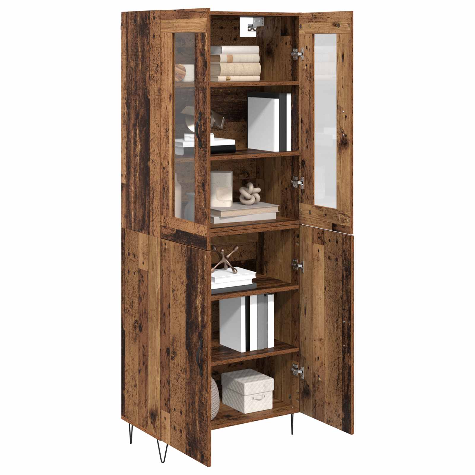 Highboard Altholz 69,5 x 34 x 180 cm Holzwerkstoff