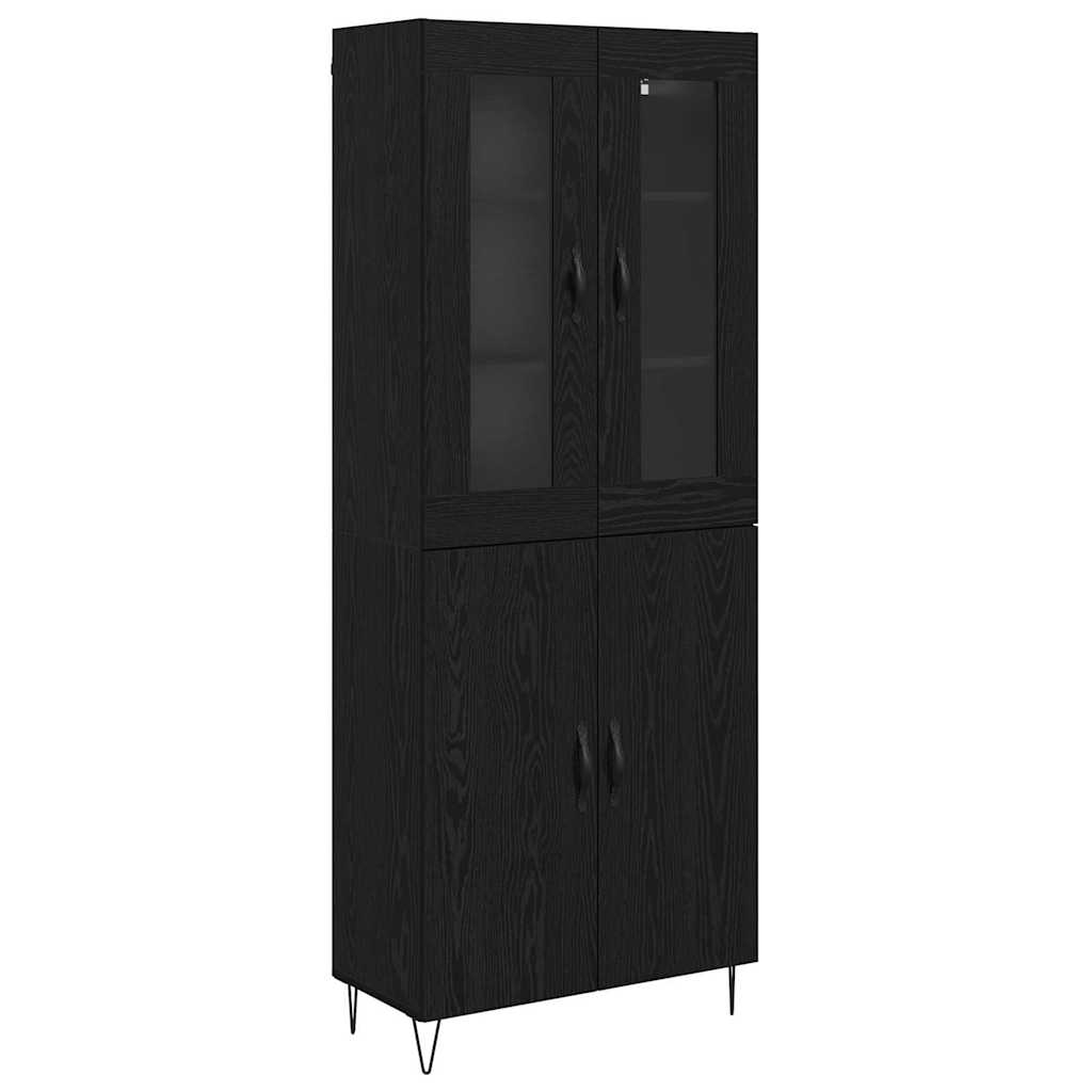 Highboard Weiß und Schwarz Eiche 69,5 x 34 x 180 cm