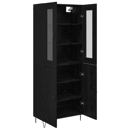 Highboard Weiß und Schwarz Eiche 69,5 x 34 x 180 cm