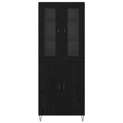Highboard Weiß und Schwarz Eiche 69,5 x 34 x 180 cm
