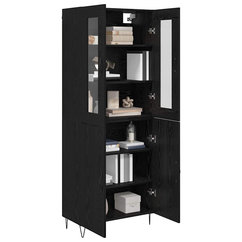 Highboard Weiß und Schwarz Eiche 69,5 x 34 x 180 cm
