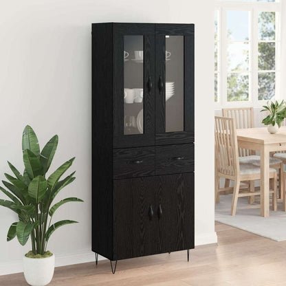 Highboard Schwarz Eichen-Optik 69,5 x 34 x 90 cm Holzwerkstoff