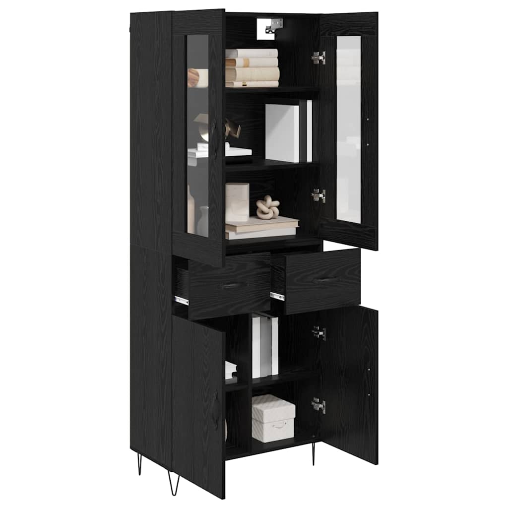 Highboard Schwarz Eichen-Optik 69,5 x 34 x 90 cm Holzwerkstoff