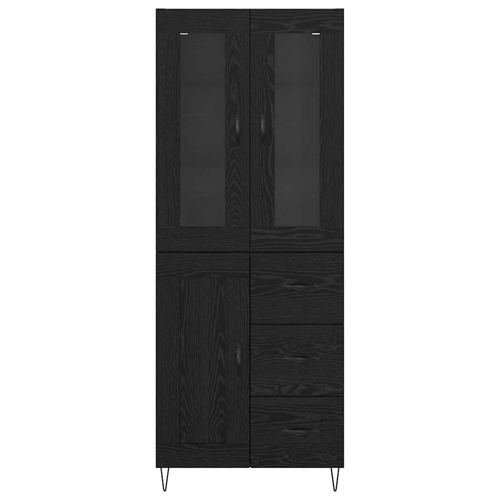 Highboard Schwarz Eichen-Optik 69,5 x 34 x 90 cm Holzwerkstoff