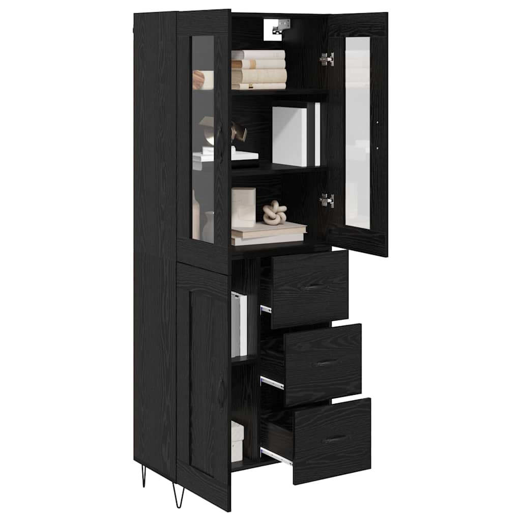 Highboard Schwarz Eichen-Optik 69,5 x 34 x 90 cm Holzwerkstoff