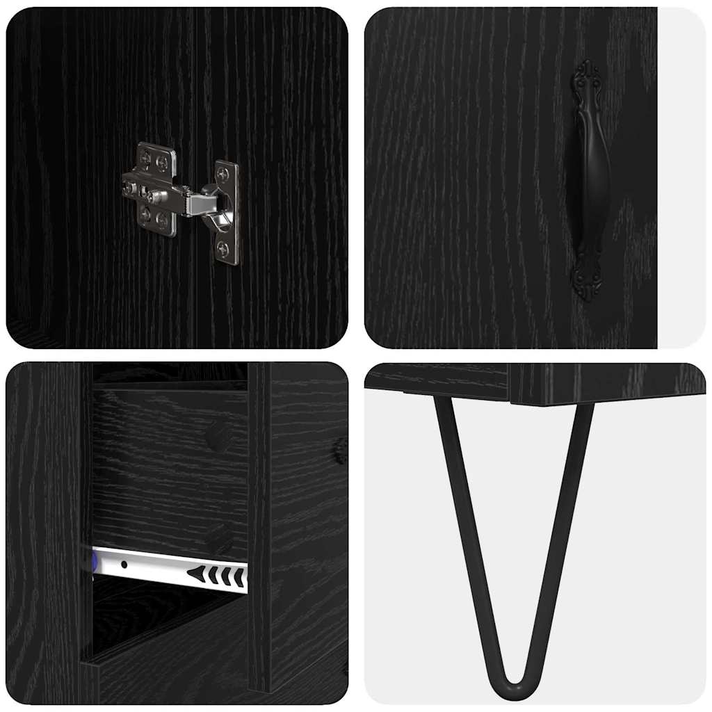 Highboard Schwarz Eichen-Optik 69,5 x 34 x 90 cm Holzwerkstoff