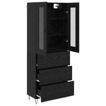 Highboard Schwarz Eichen-Optik 69,5 x 34 x 90 cm Holzwerkstoff