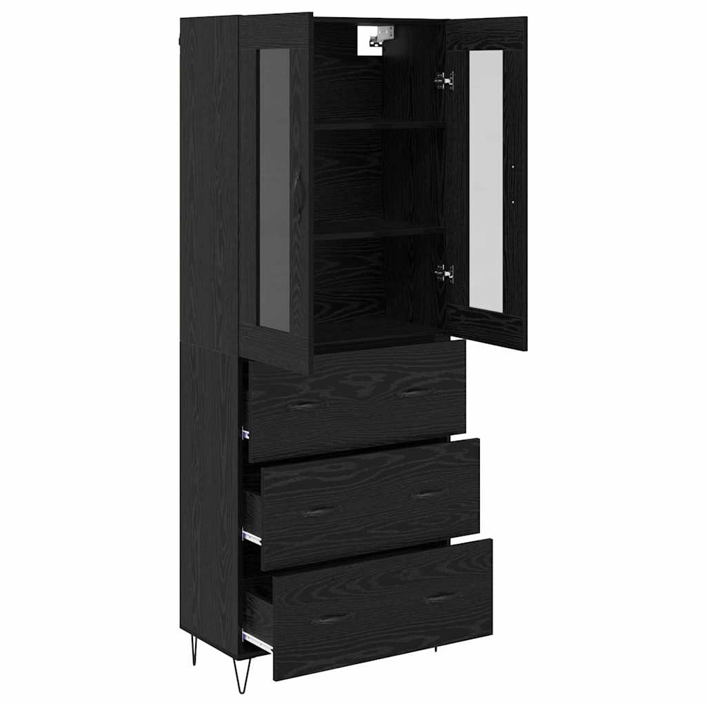 Highboard Schwarz Eichen-Optik 69,5 x 34 x 90 cm Holzwerkstoff