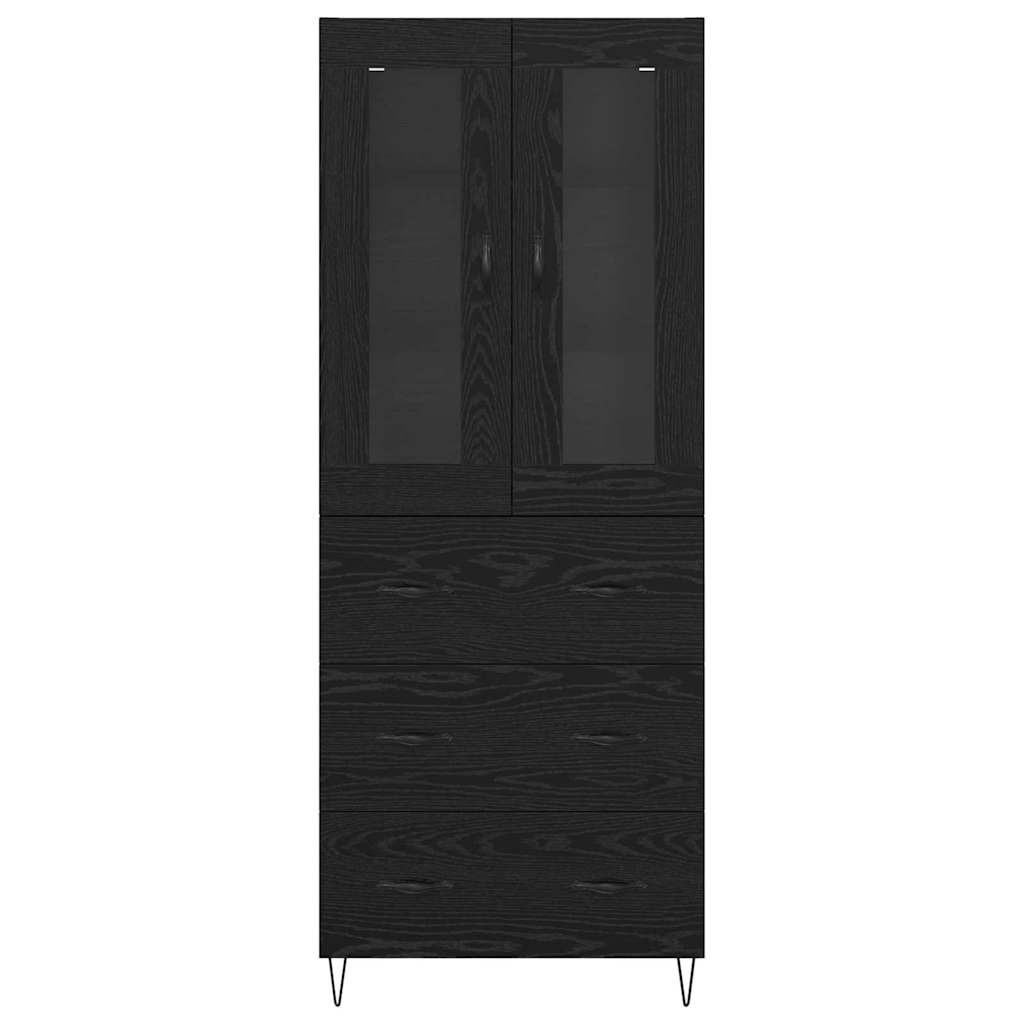 Highboard Schwarz Eichen-Optik 69,5 x 34 x 90 cm Holzwerkstoff