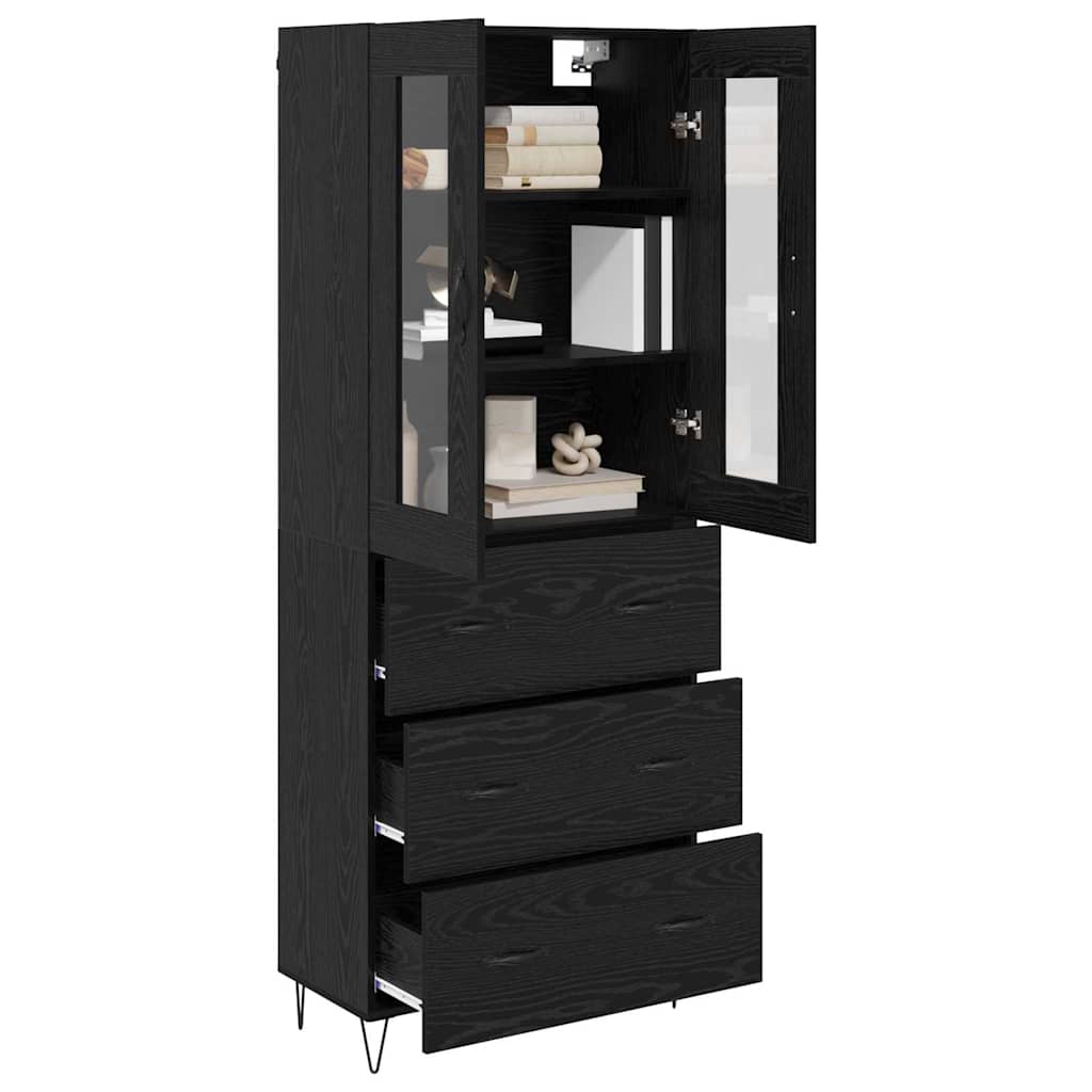 Highboard Schwarz Eichen-Optik 69,5 x 34 x 90 cm Holzwerkstoff