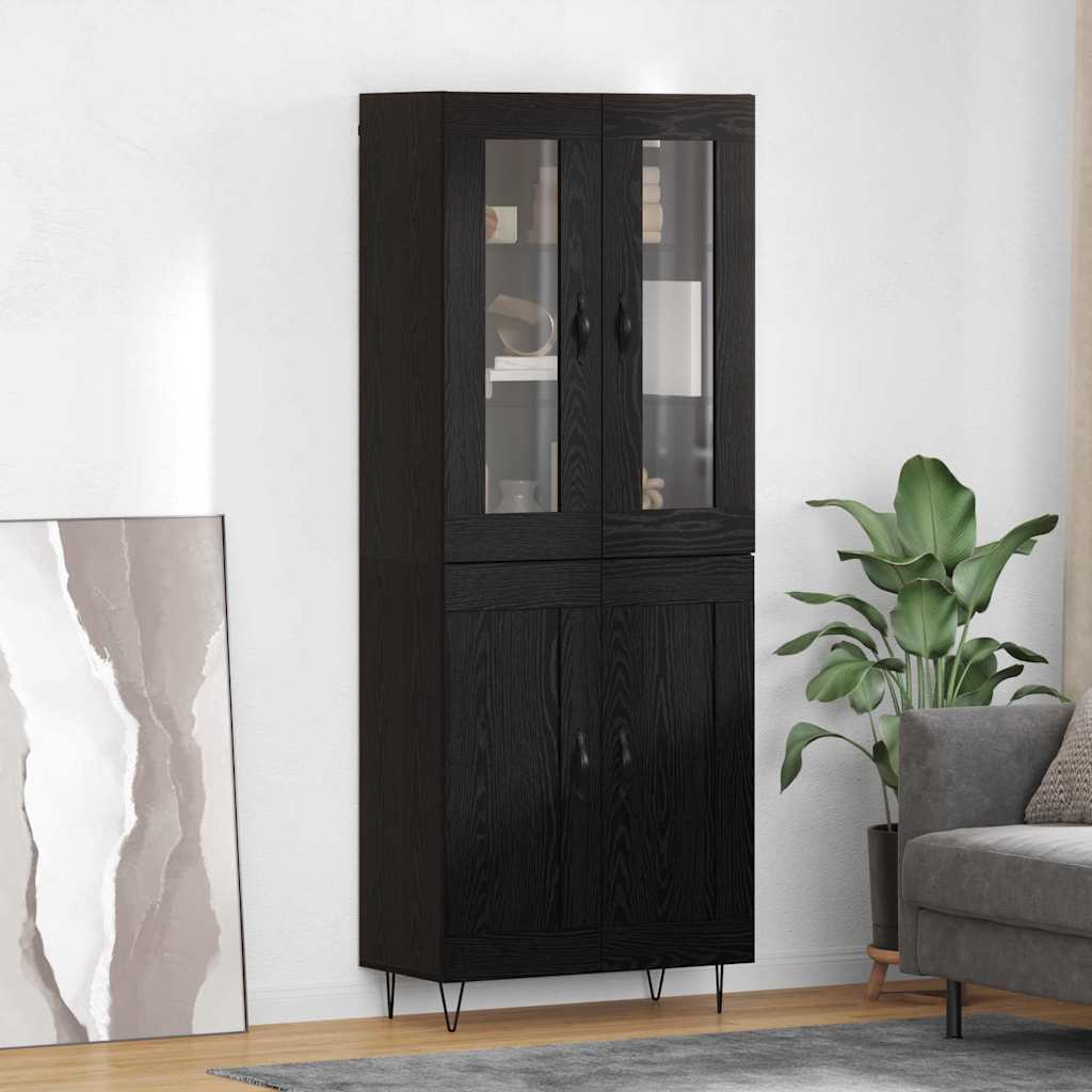 Highboard Schwarz Eichen-Optik 69,5 x 34 x 90 cm Holzwerkstoff