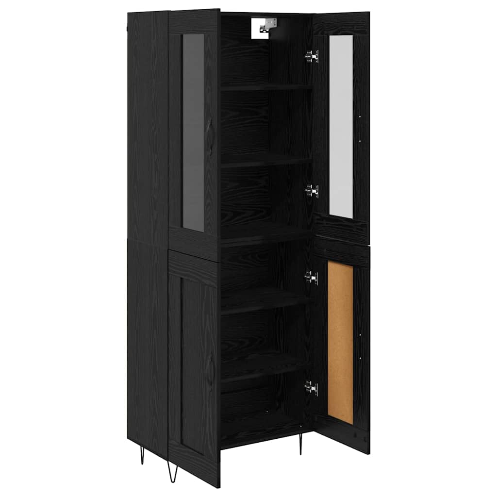 Highboard Schwarz Eichen-Optik 69,5 x 34 x 90 cm Holzwerkstoff
