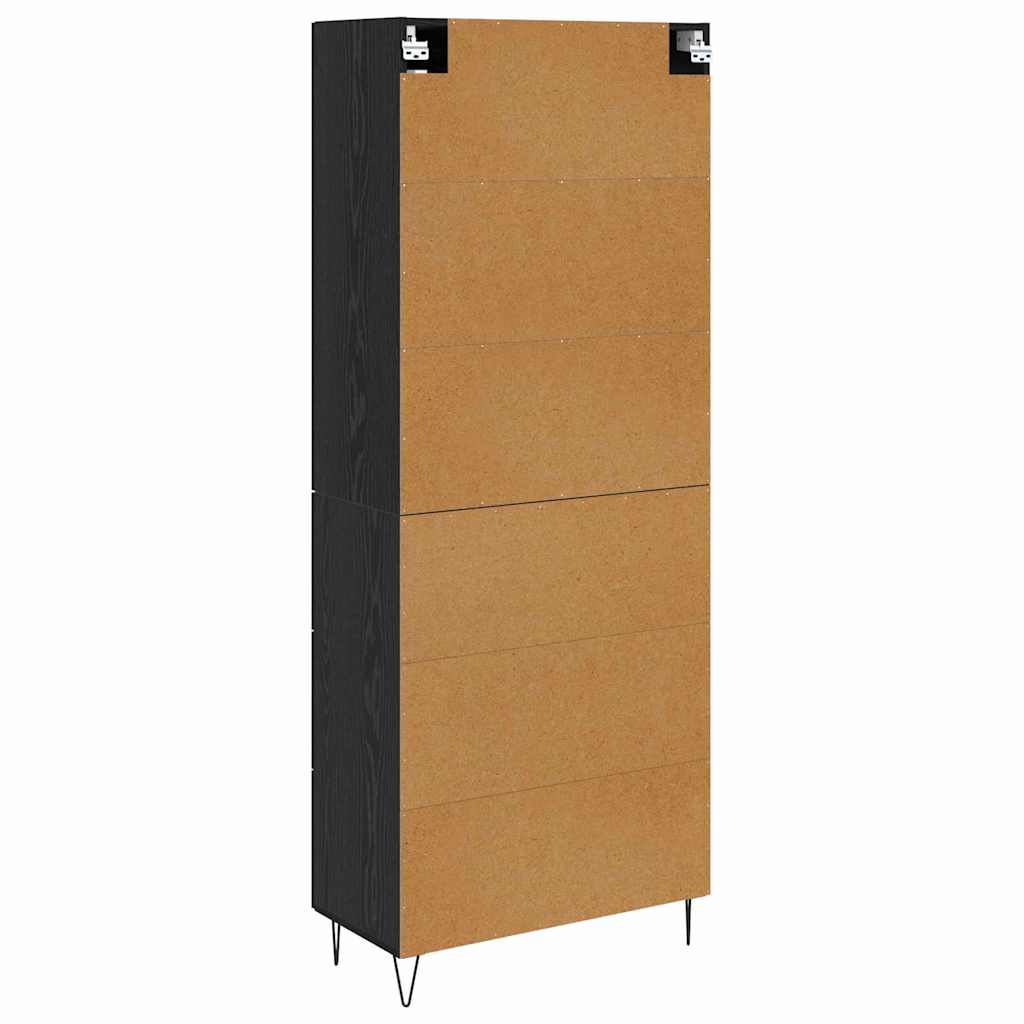 Highboard Schwarz Eichen-Optik 69,5 x 34 x 90 cm Holzwerkstoff