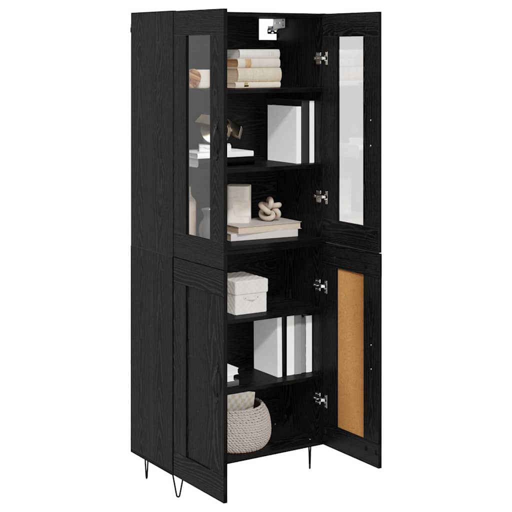Highboard Schwarz Eichen-Optik 69,5 x 34 x 90 cm Holzwerkstoff