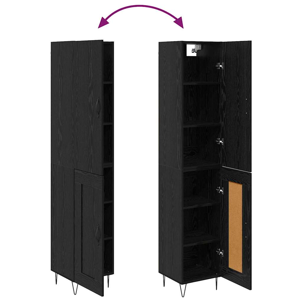 Highboard Schwarz Eichen-Optik 34,5 x 34 x 90 cm Holzwerkstoff