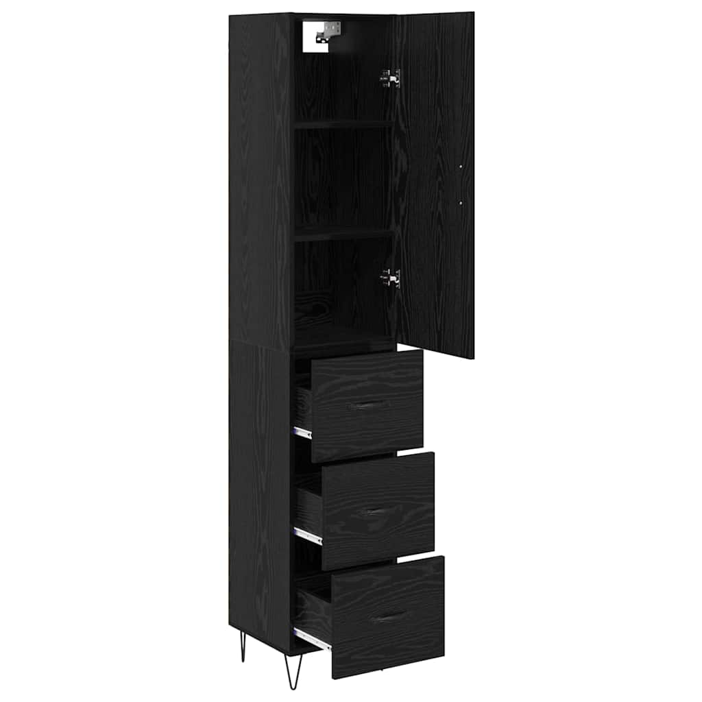 Highboard Schwarz Eichen-Optik 34,5 x 34 x 90 cm Holzwerkstoff