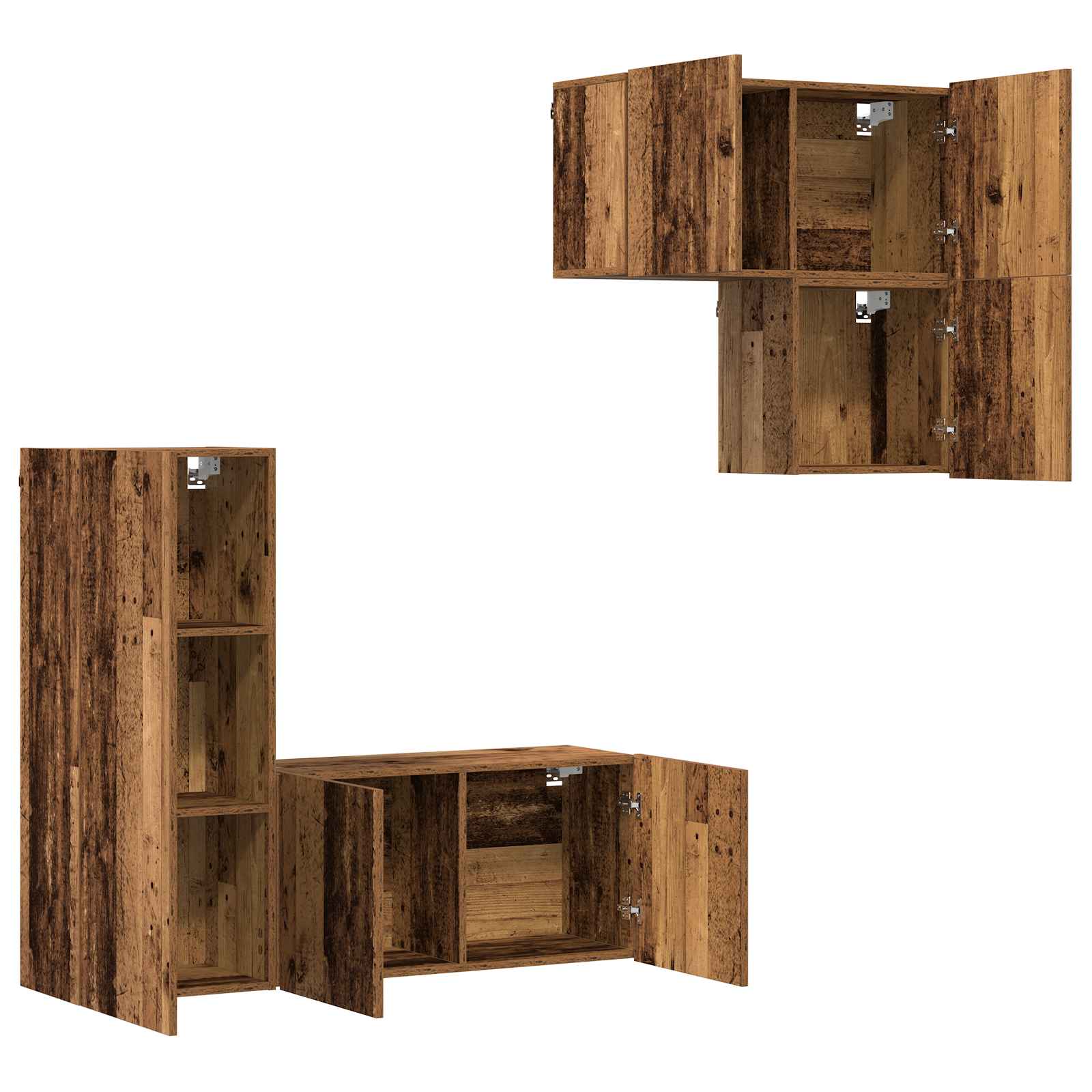 TV-Schränk Wandmontiert 4 pcs Altholz Holzwerkstoff