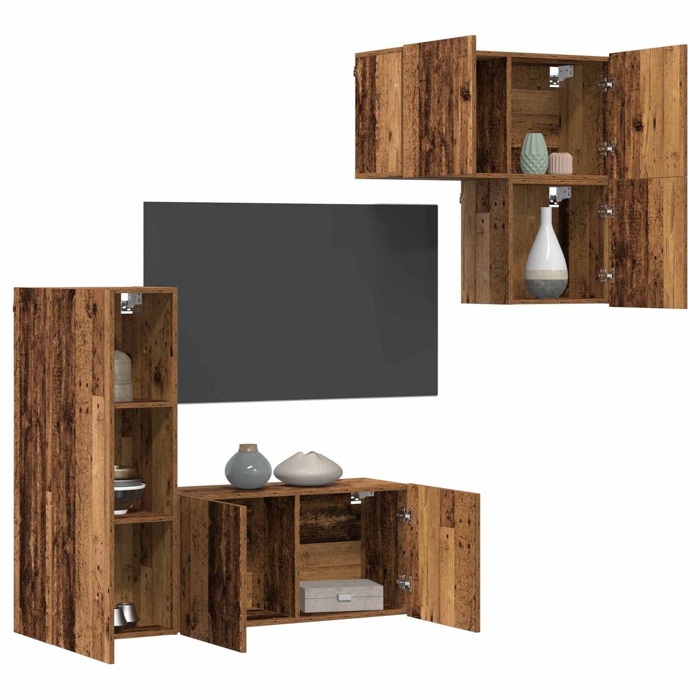 TV-Schränk Wandmontiert 4 pcs Altholz Holzwerkstoff