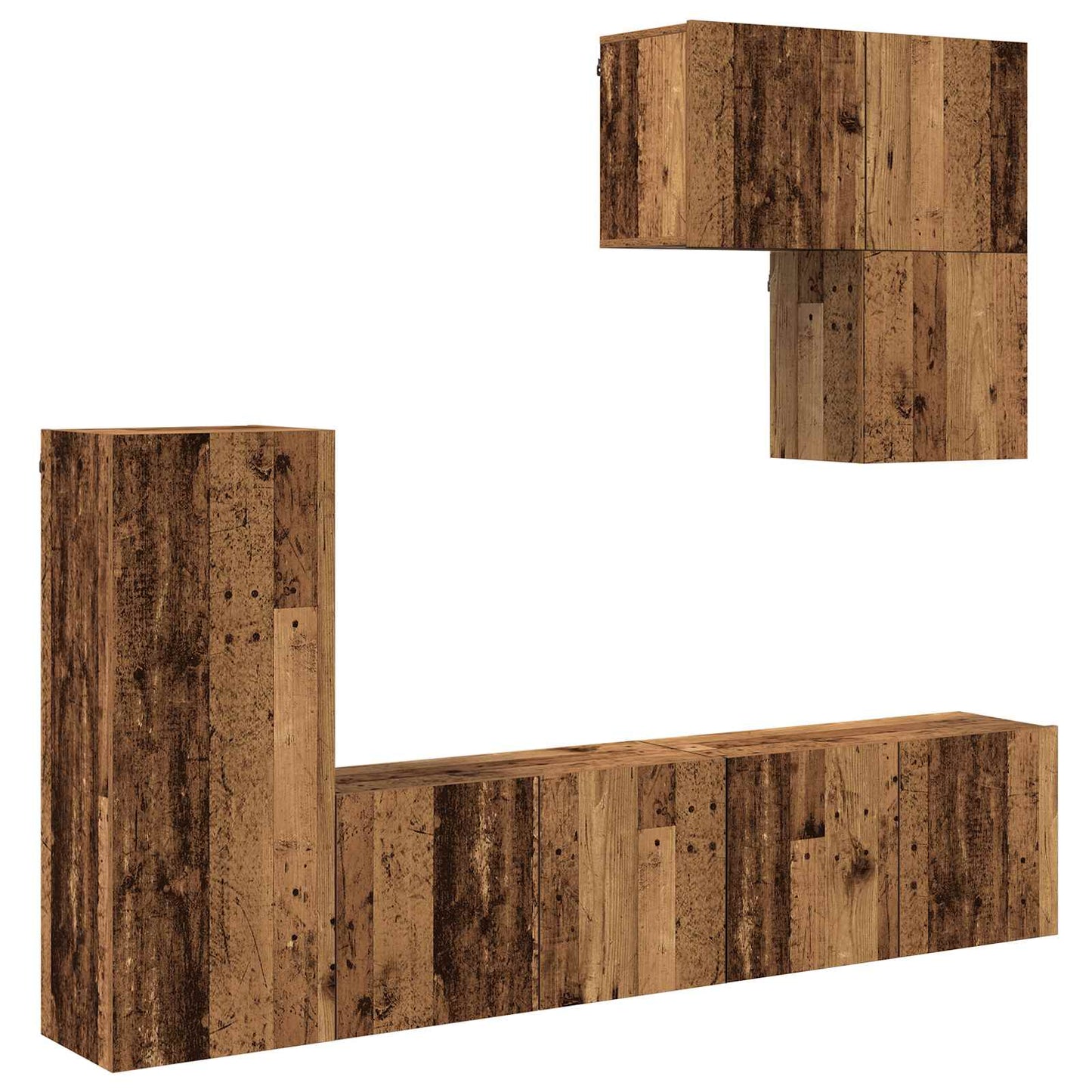 TV-Wandmöbel Wandmontiert 5 pcs Altholz Holzwerkstoff