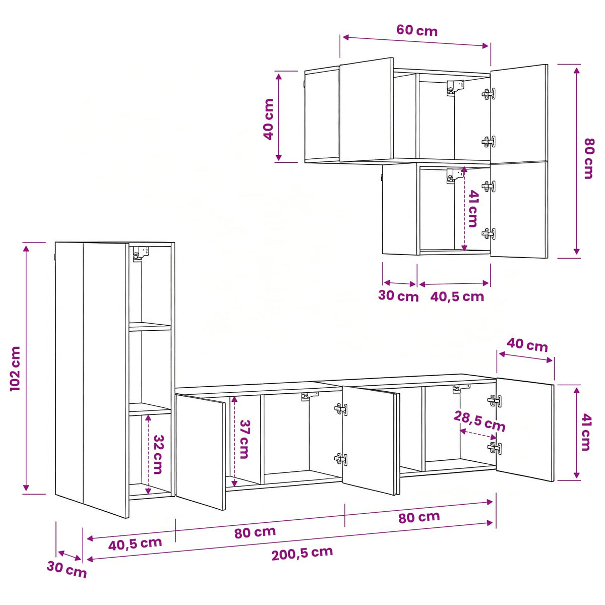 TV-Wandmöbel 5 stk. Artisan-Eiche Holzwerkstoff