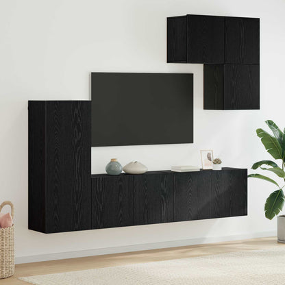 TV-Wandmöbel 5 stk. Schwarz Eichen-Optik Holzwerkstoff