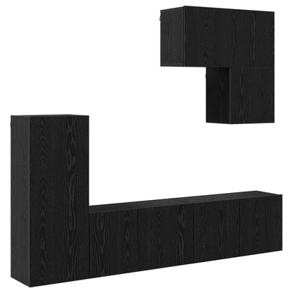 TV-Wandmöbel 5 stk. Schwarz Eichen-Optik Holzwerkstoff