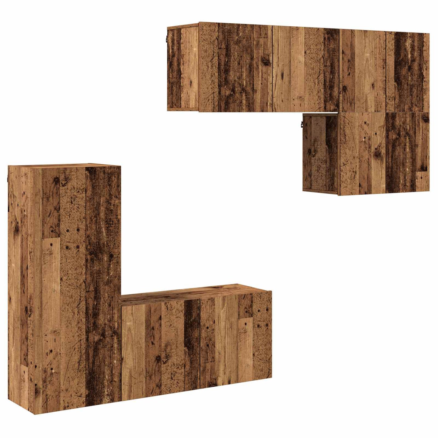 TV-Wandmöbel Wandmontiert 5 pcs Altholz Holzwerkstoff