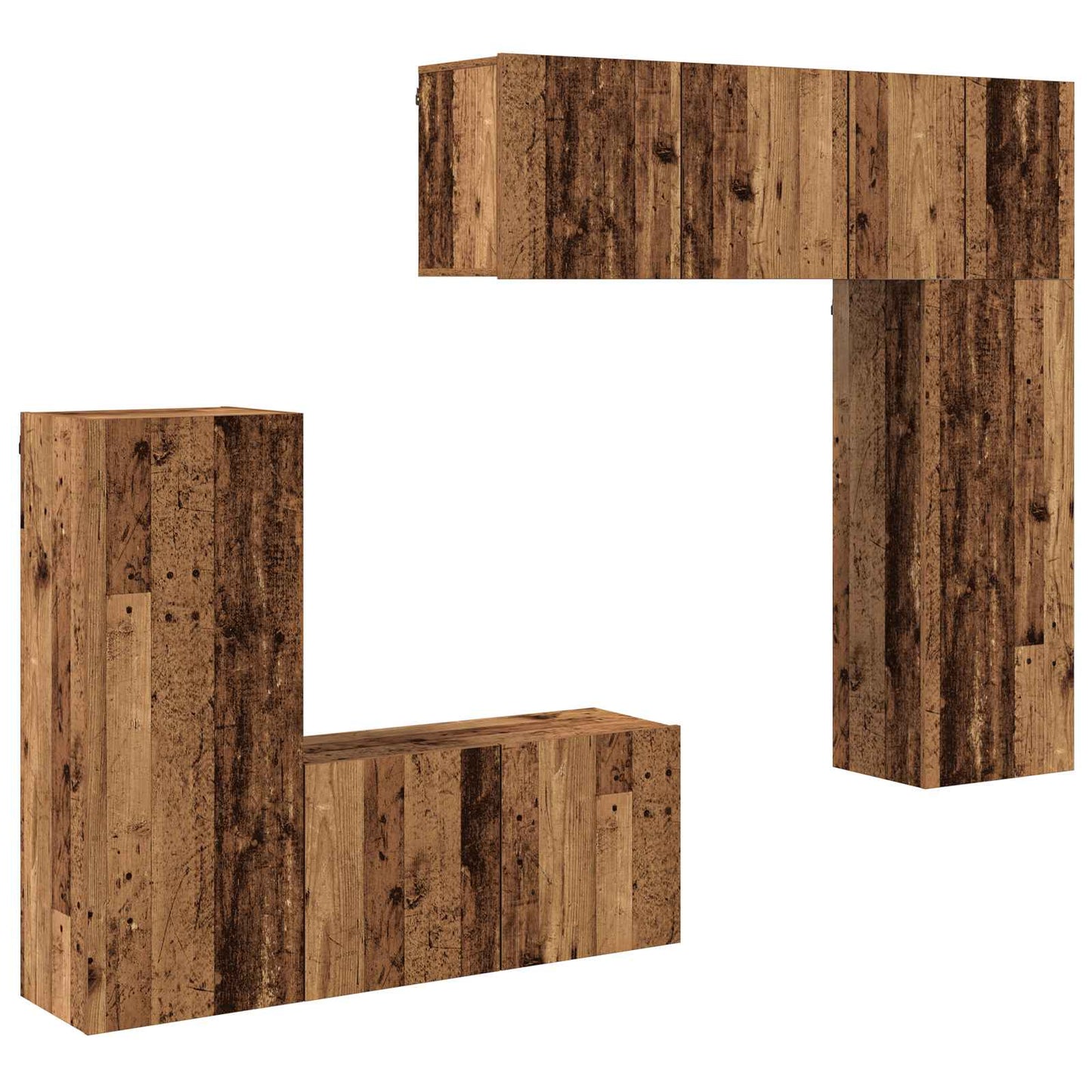 TV-Wandmöbel Wandmontiert 5 pcs Altholz Holzwerkstoff