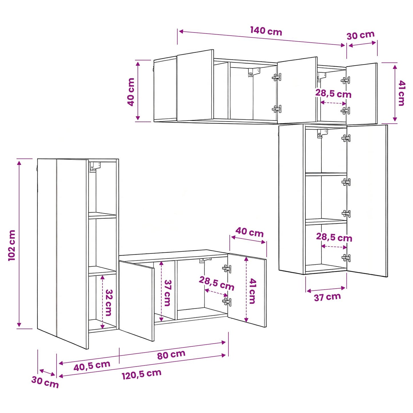 TV-Wandmöbel 5 stk. Artisan-Eiche Holzwerkstoff