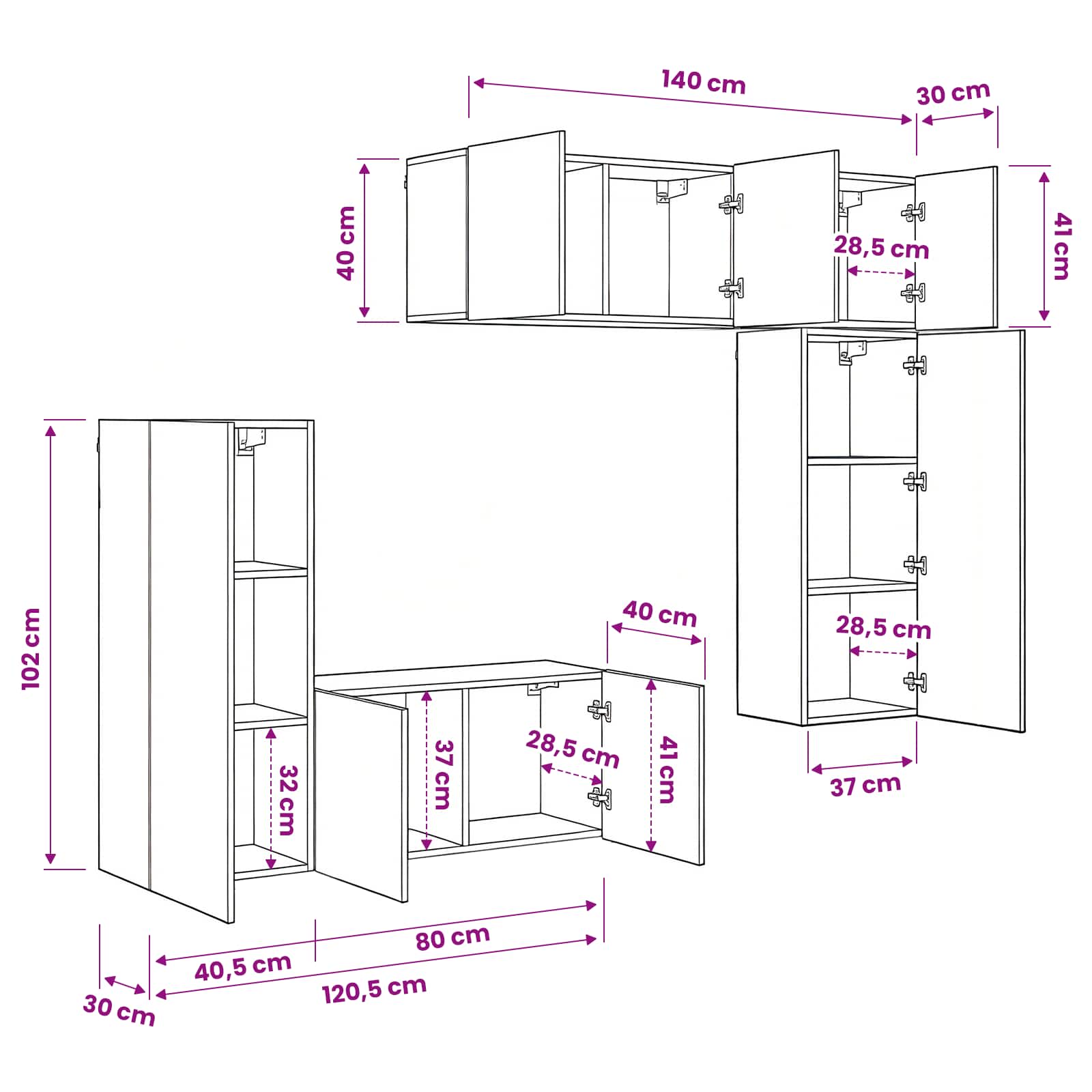 TV-Wandmöbel 5 stk. Artisan-Eiche Holzwerkstoff