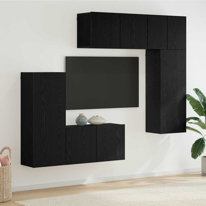 TV-Wandmöbel 5 stk. Schwarz Eichen-Optik Holzwerkstoff
