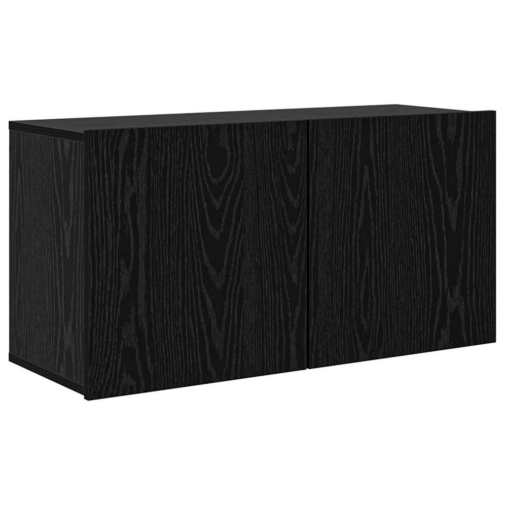 TV-Wandregal-Set 5 pcs Schwarz Eichen-Optik Holzwerkstoff