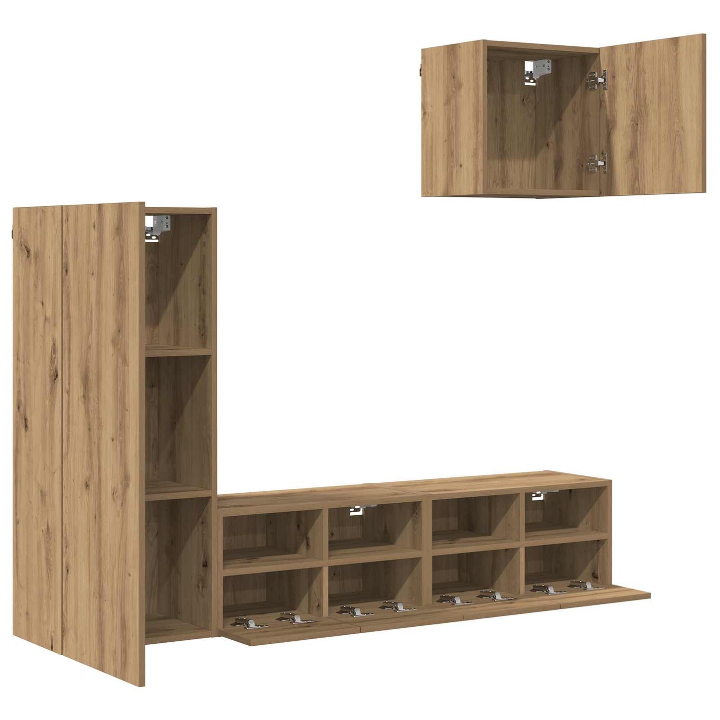 TV-Wandgeräte 4 pcs Artisan-Eiche Holzwerkstoff