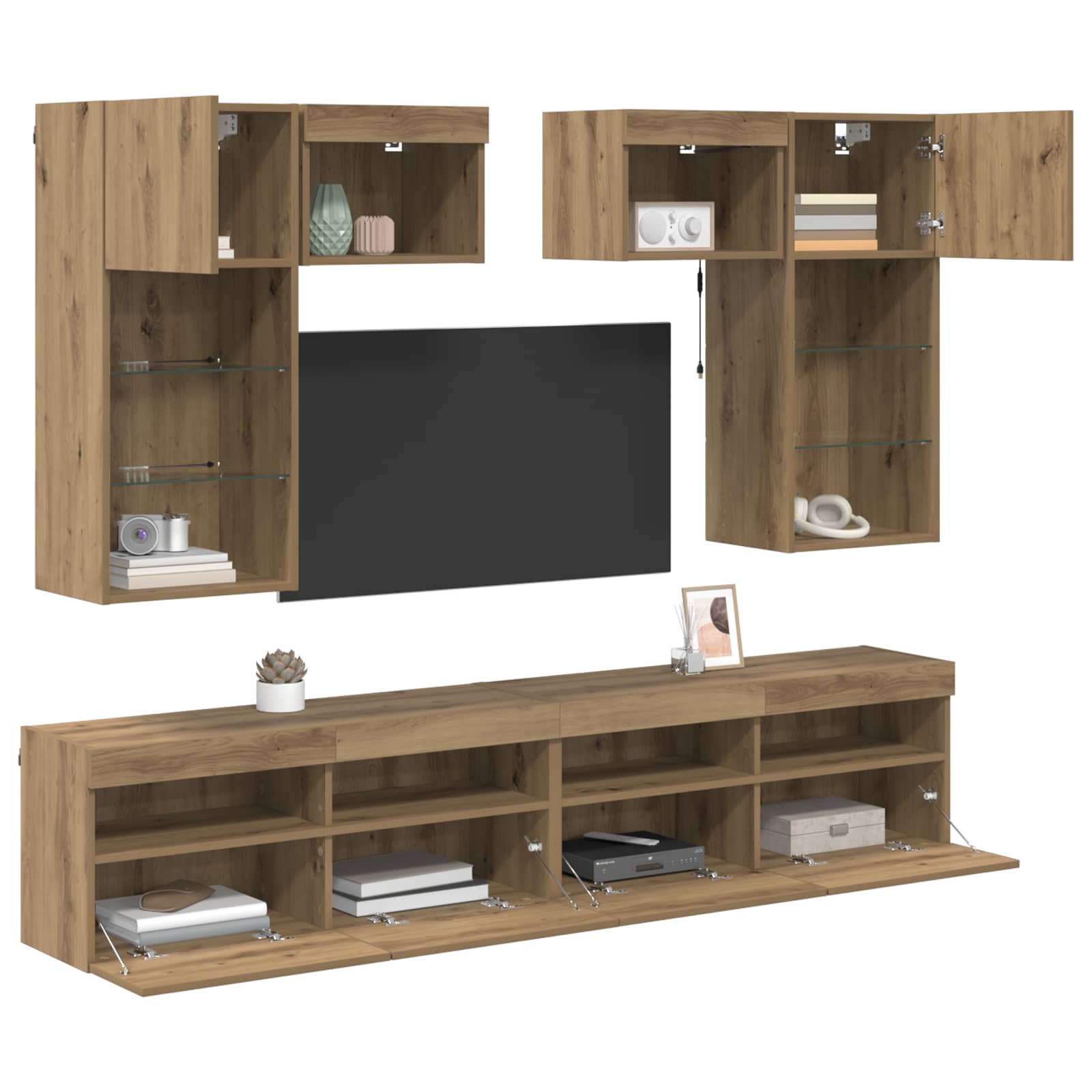TV-Wandgeräte 6 stk. Altholz Holzwerkstoff