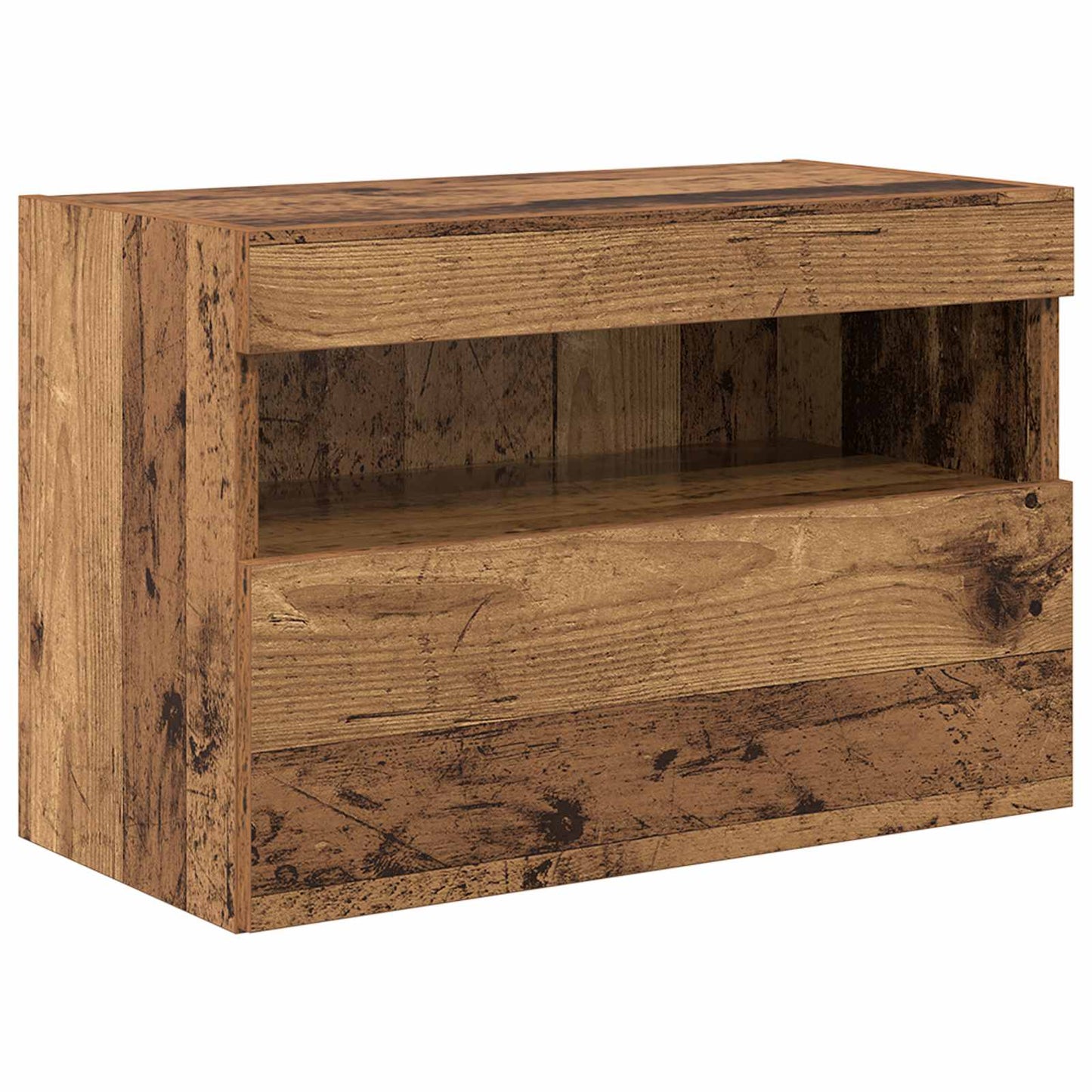 TV-Wandschrank-Set mit LED-Lichtern 7 stk. Altholz