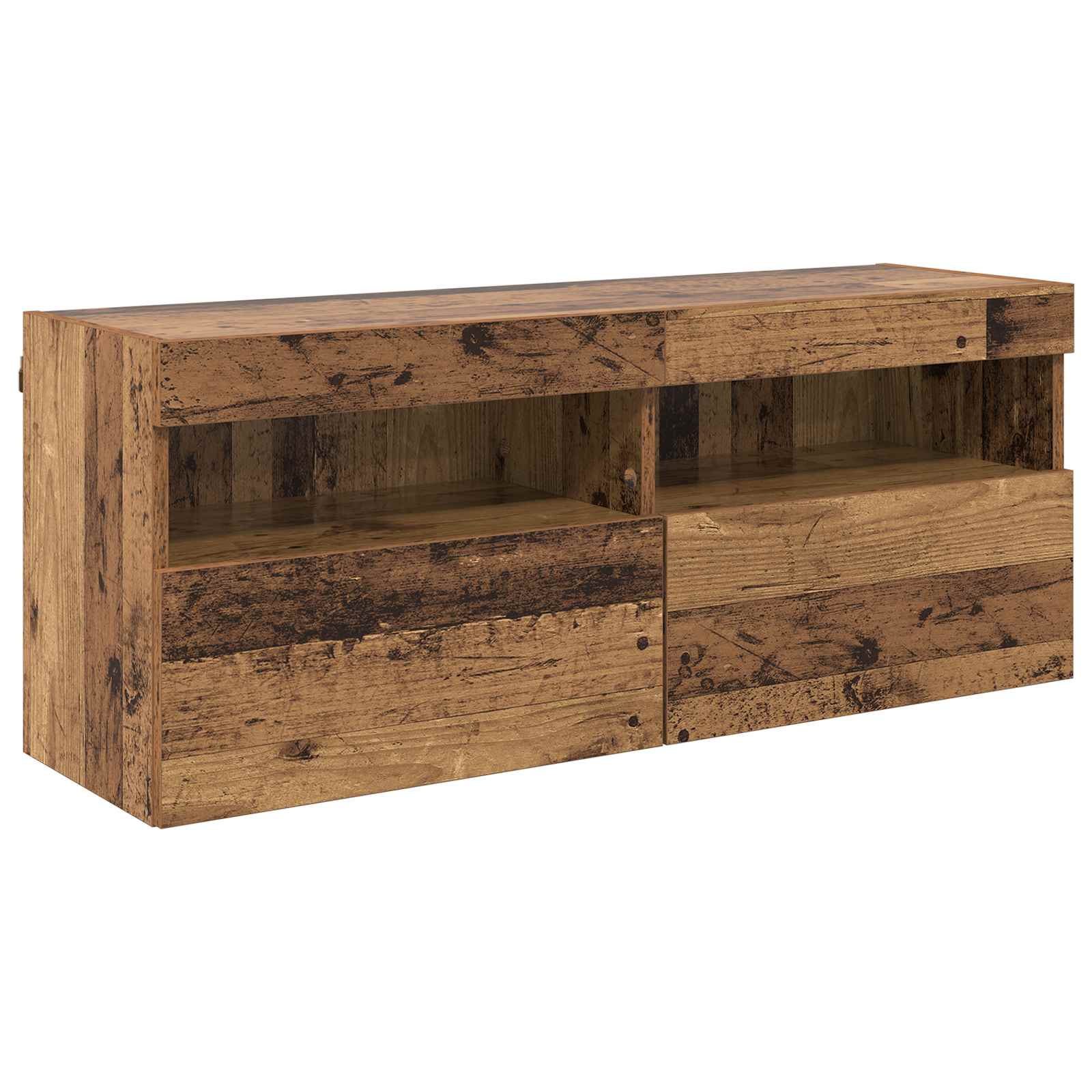 TV-Wandschrank-Set mit LED-Lichtern 7 stk. Altholz