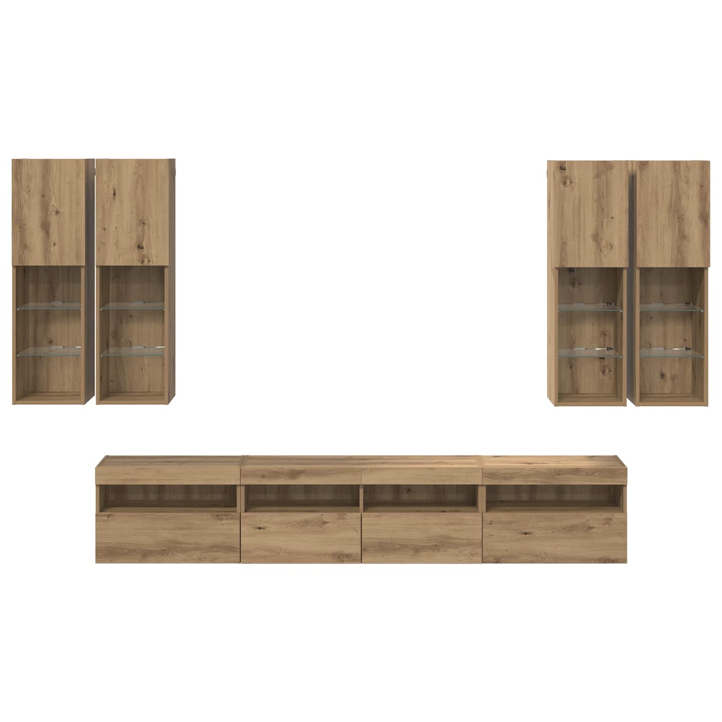 TV-Wandschrank-Set mit LED-Lichtern 7 stk. Artisan-Eiche