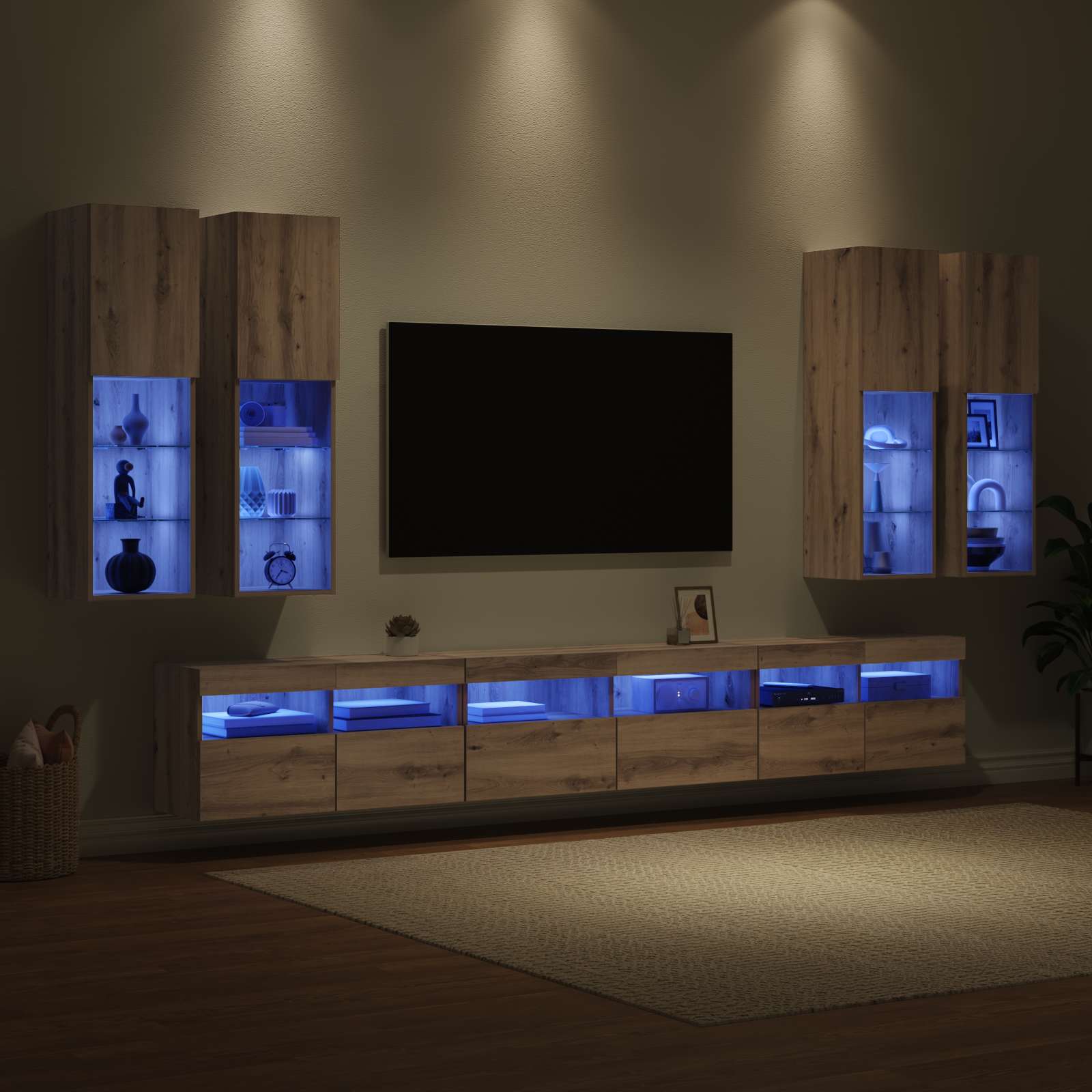 TV-Wandregal-Set 7 pcs Artisan-Eiche Holzwerkstoff