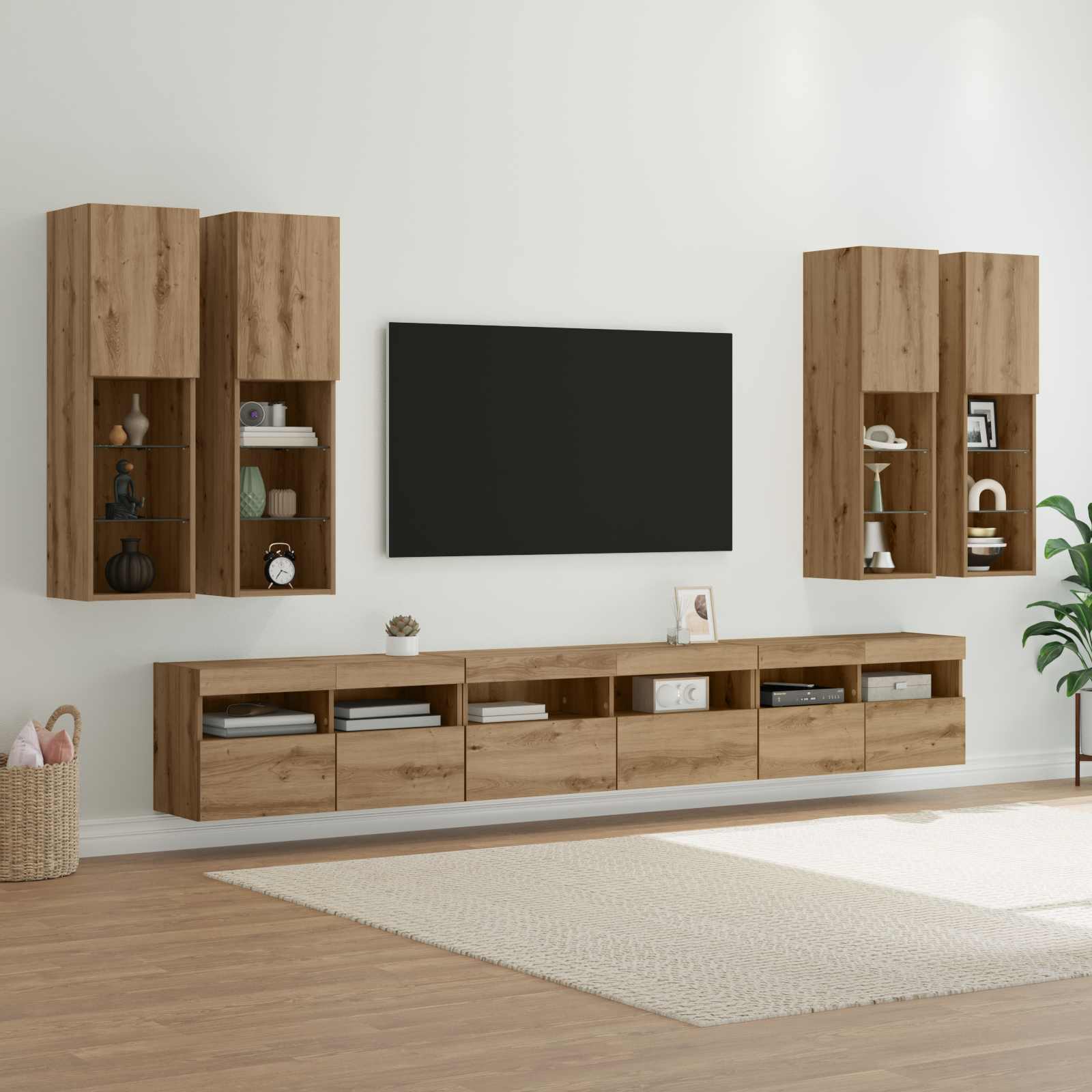 TV-Wandregal-Set 7 pcs Artisan-Eiche Holzwerkstoff