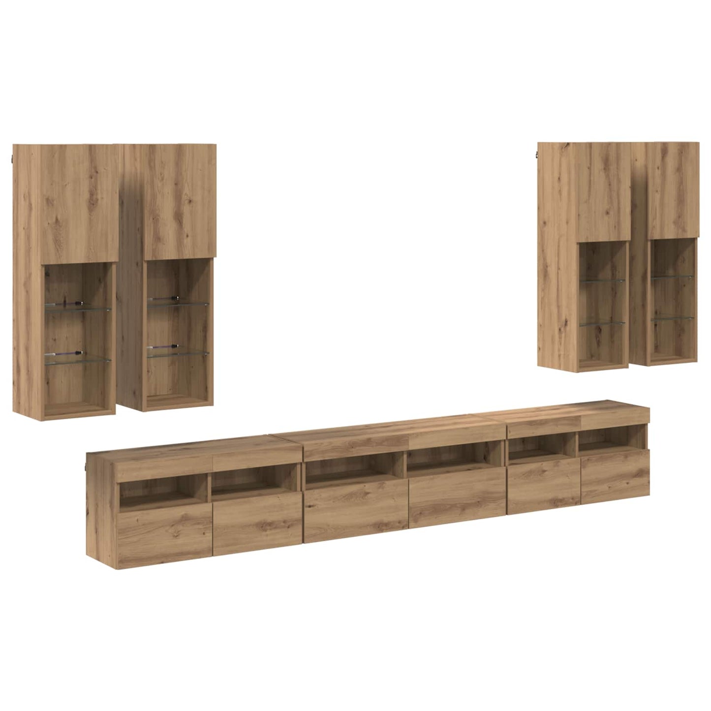 TV-Wandregal-Set 7 pcs Artisan-Eiche Holzwerkstoff