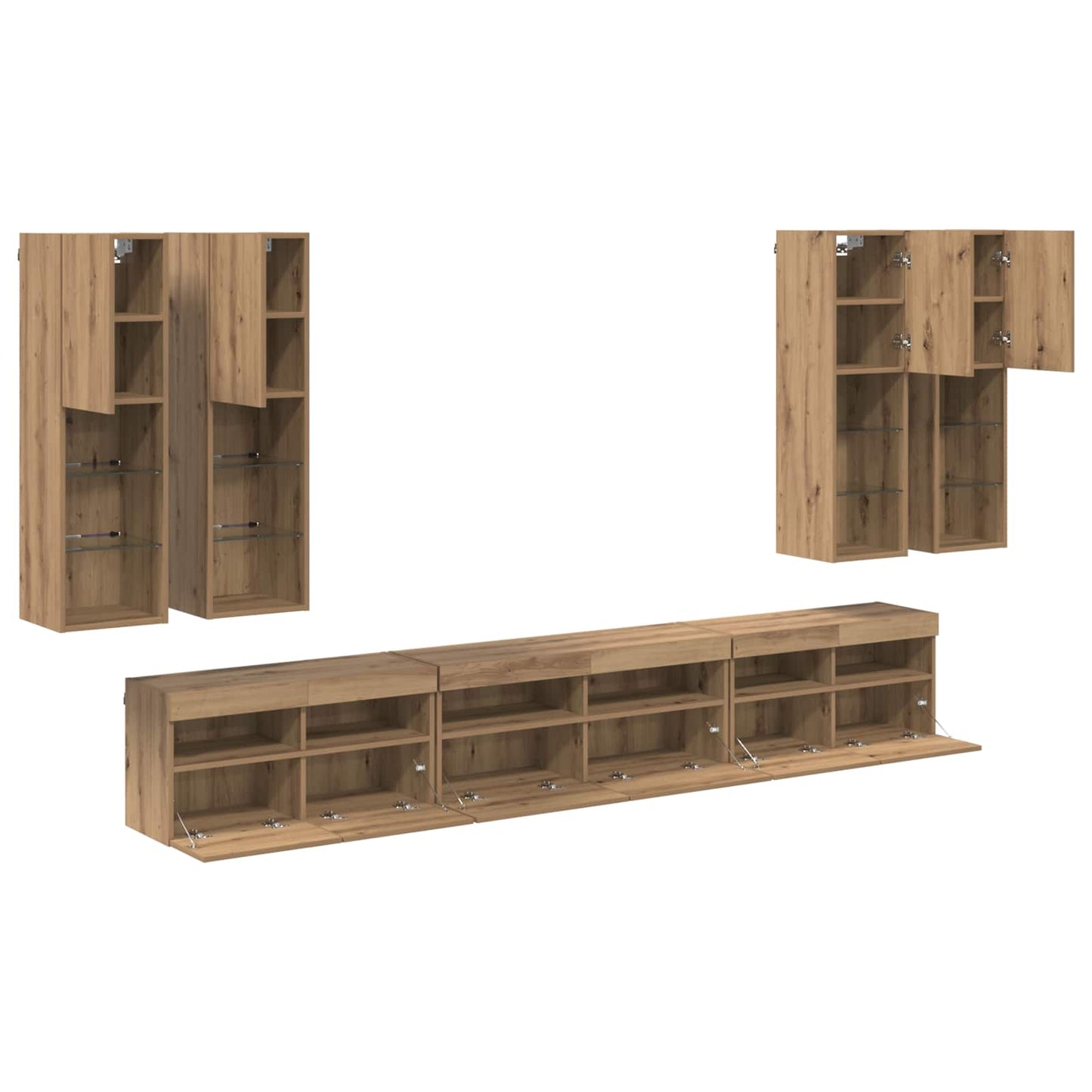 TV-Wandregal-Set 7 pcs Artisan-Eiche Holzwerkstoff