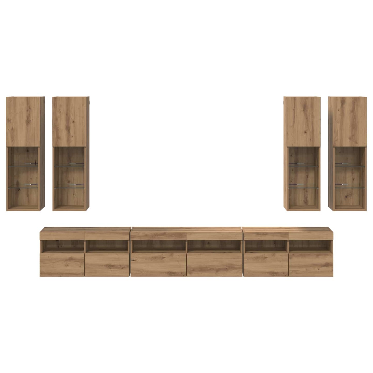 TV-Wandregal-Set 7 pcs Artisan-Eiche Holzwerkstoff