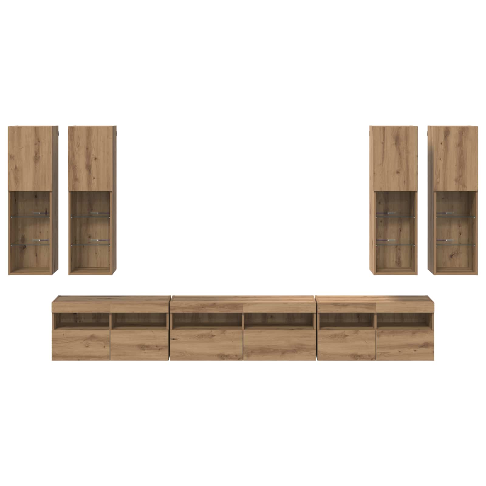 TV-Wandregal-Set 7 pcs Artisan-Eiche Holzwerkstoff