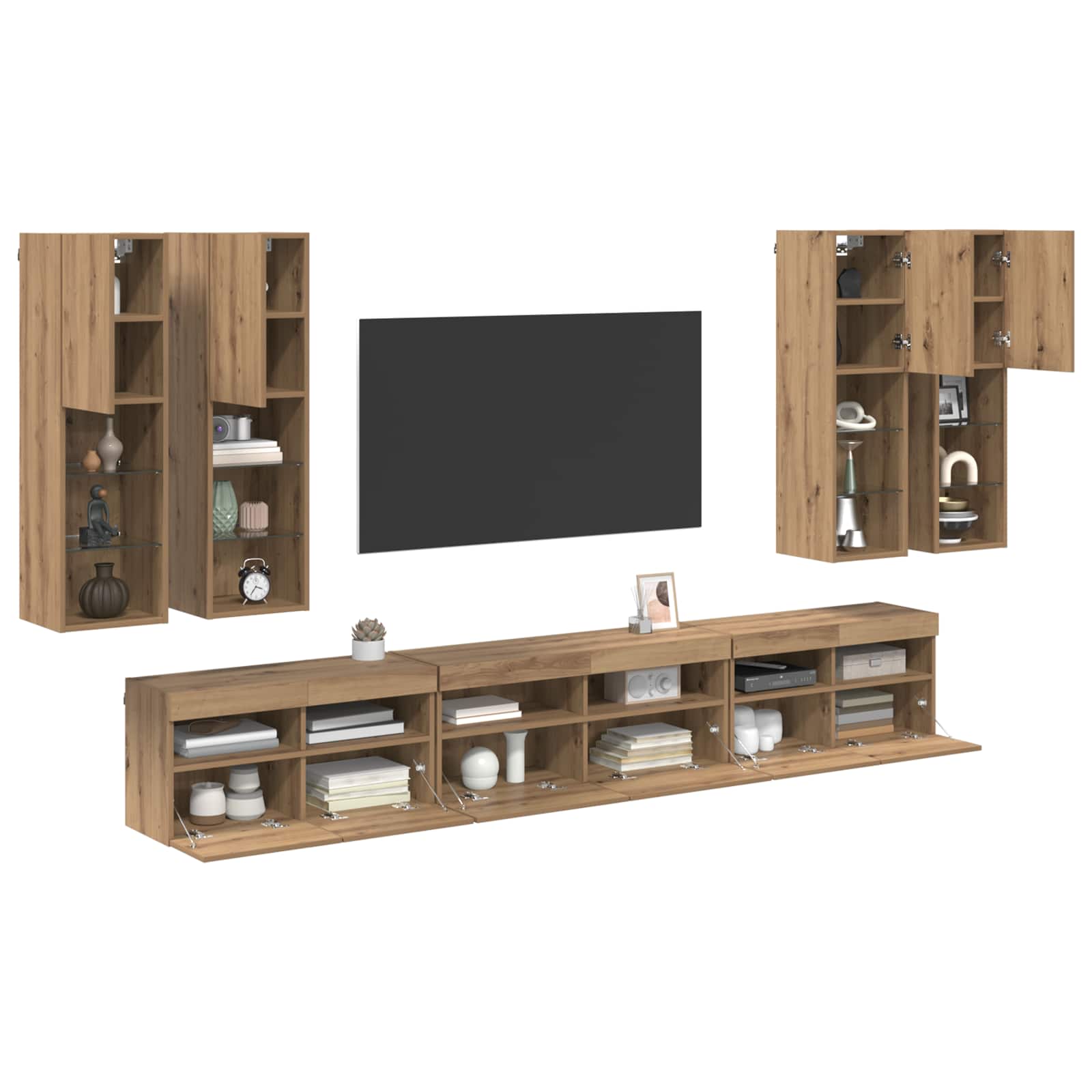 TV-Wandregal-Set 7 pcs Artisan-Eiche Holzwerkstoff