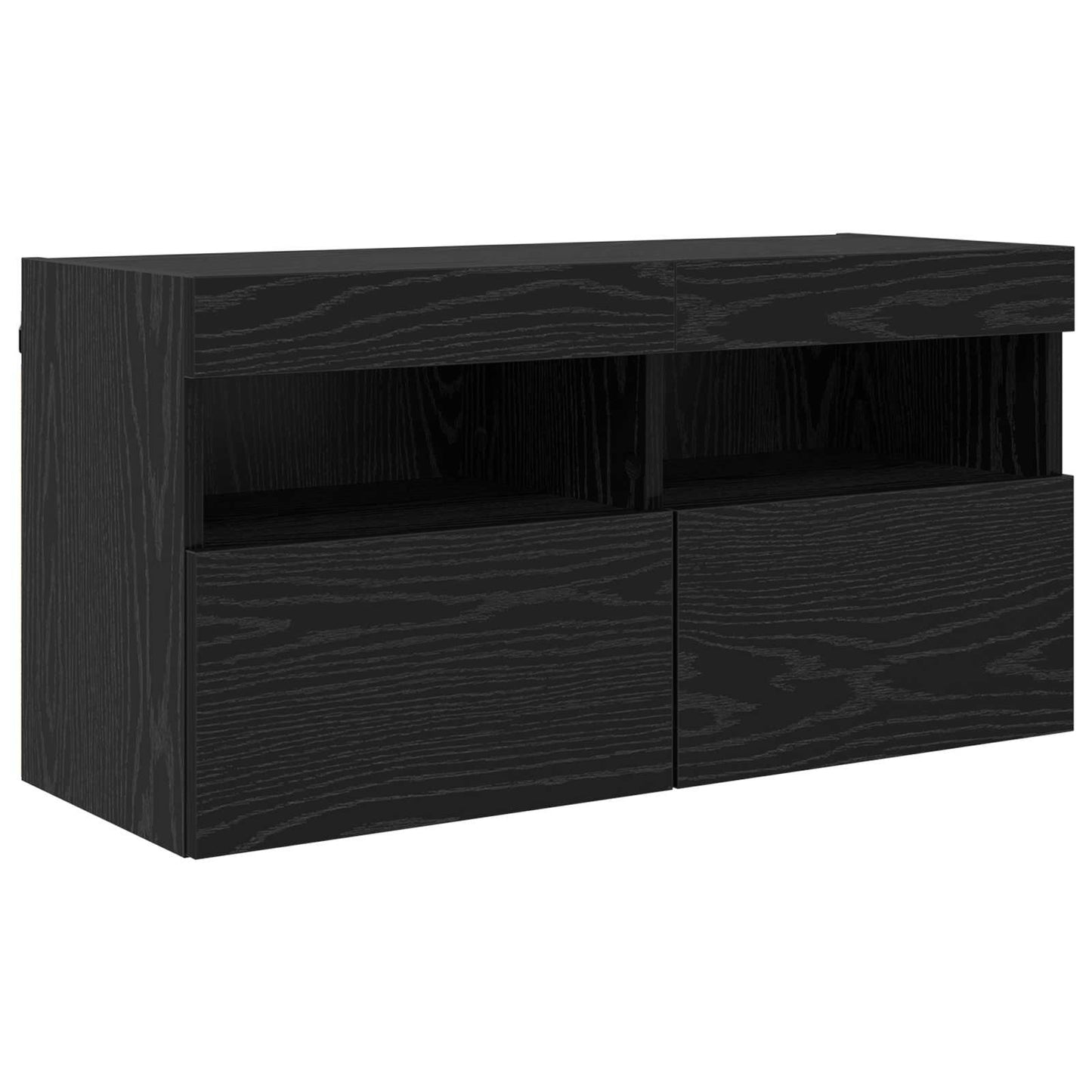 TV-Wandregal-Set 7 stk. Schwarz Eichen-Optik Holzwerkstoff
