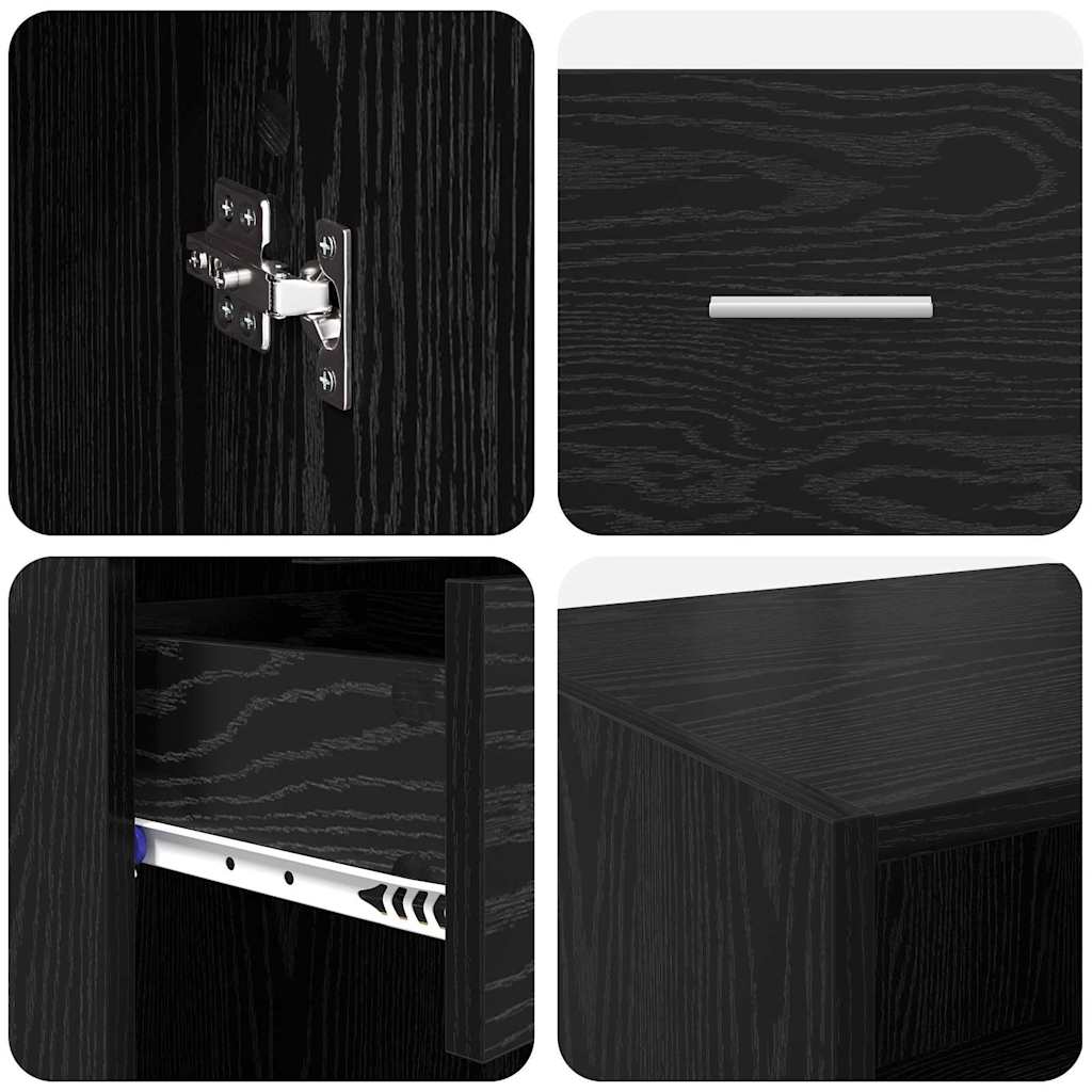 Highboard Schwarz Eichen-Optik 50 x 42,5 x 225 cm Holzwerkstoff