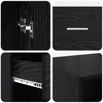 Highboard Schwarz Eichen-Optik 50 x 42,5 x 225 cm Holzwerkstoff